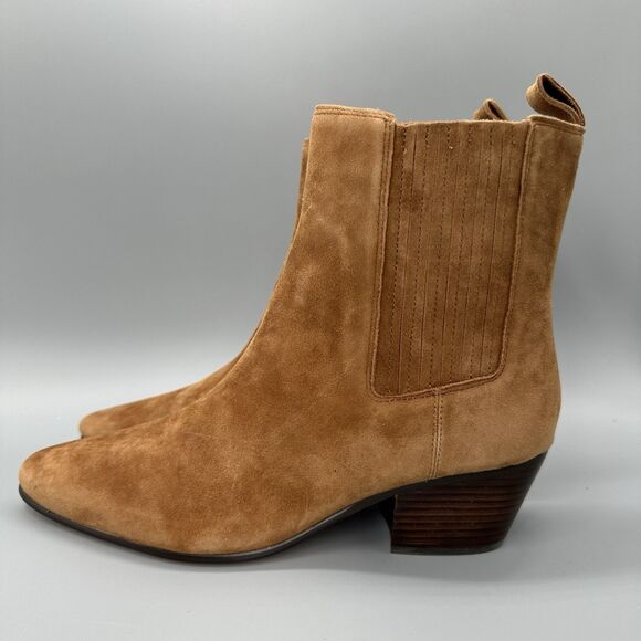 J. Crew Piper Ankle Boots Suede Western Heeled Rich Toffee Brown Size 9.5